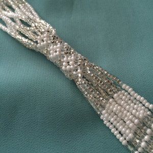 Czech Glass Bead WHITE, SILVER Zulu Bracelet